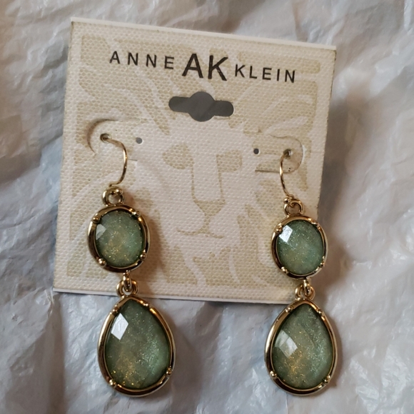 Ann Klein Aqua Goldtone Earrings - Picture 1 of 4